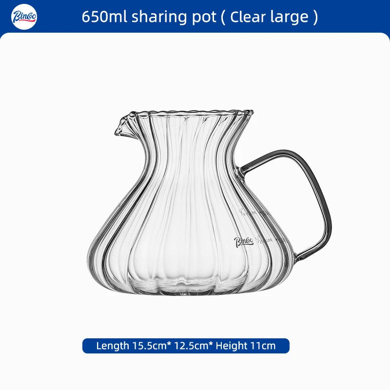 Bincoo 500ml / 600ml Glass Hand Drip Coffee Pot Carafe Share Pot Pour Over Coffee Server Drip Coffee Pot