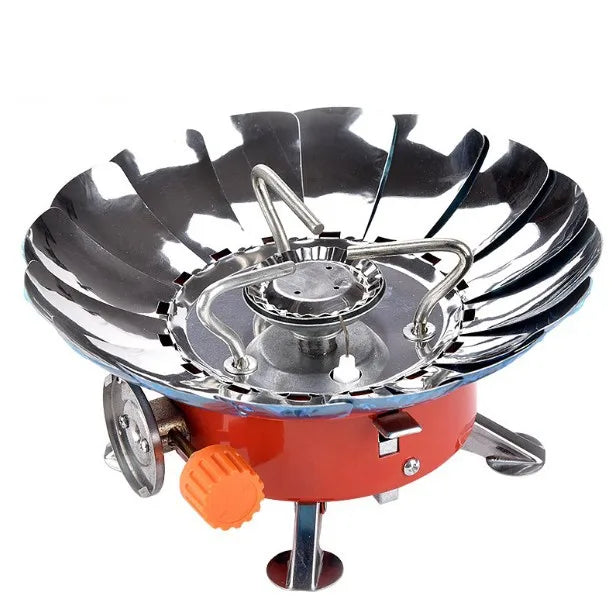 Hornillo portátil de camping Plegable Cortavientos Estufa de gas de alta eficiencia Ligera para mochileros Senderismo Mini barbacoa