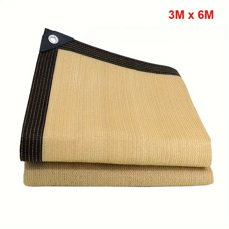 Malla de sombra de jardín de plástico resistente y gruesa, beige - Bloqueo UV cuadrado grande, vela de sombra para patio exterior y protección de jardín