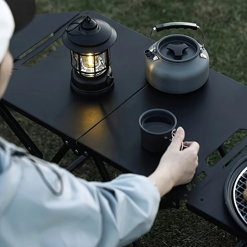 Mesa de camping plegable ligera, escritorio de picnic con asa de transporte, base de trípode, ideal para actividades al aire libre, accesorios de camping