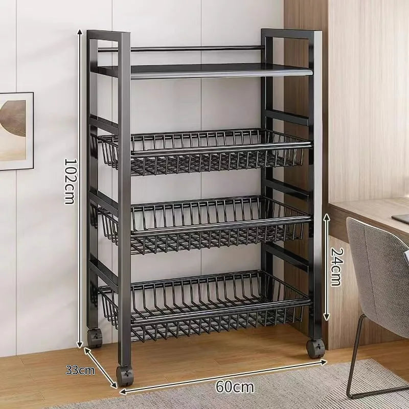 Estante de almacenamiento móvil multiusos, cesta de malla desmontable, estante de almacenamiento de cocina, estante de balcón para sala de estar
