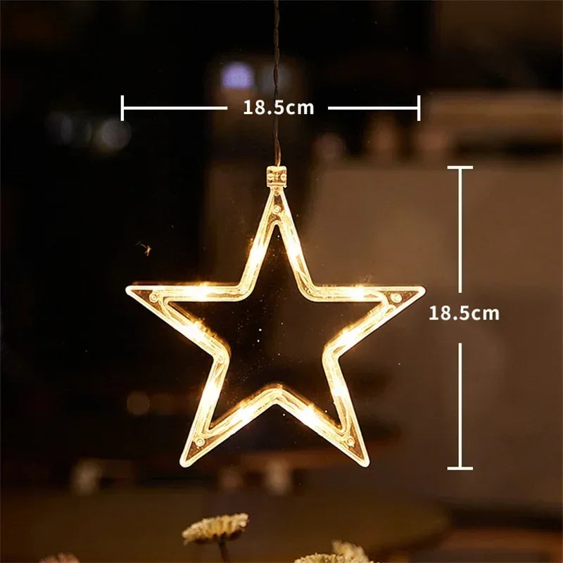 Luz LED de copo de nieve para Navidad, Papá Noel, lámpara de ventosa colgante, adornos de ventana, decoración para el hogar, Navidad, Año Nuevo, luces de cadena