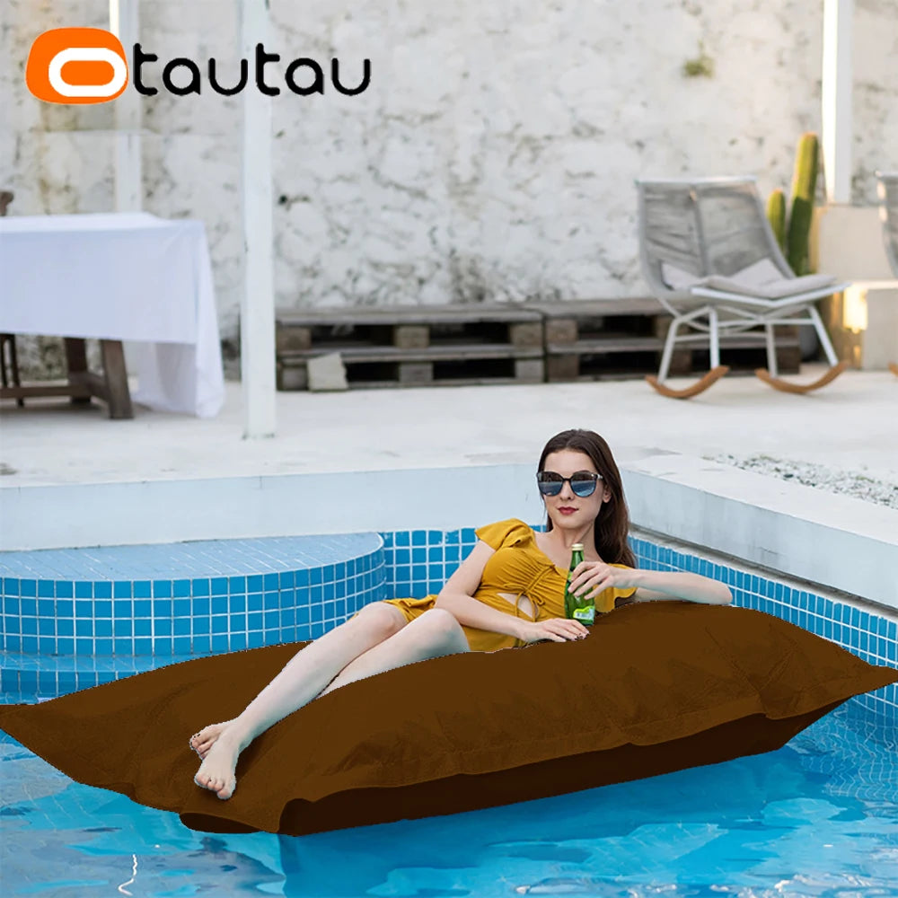 OTAUTAU Funda gigante de puf flotante de 1,8 m sin relleno para exteriores, piscina, almohada, jardín, playa, puf, salón, saco DD034