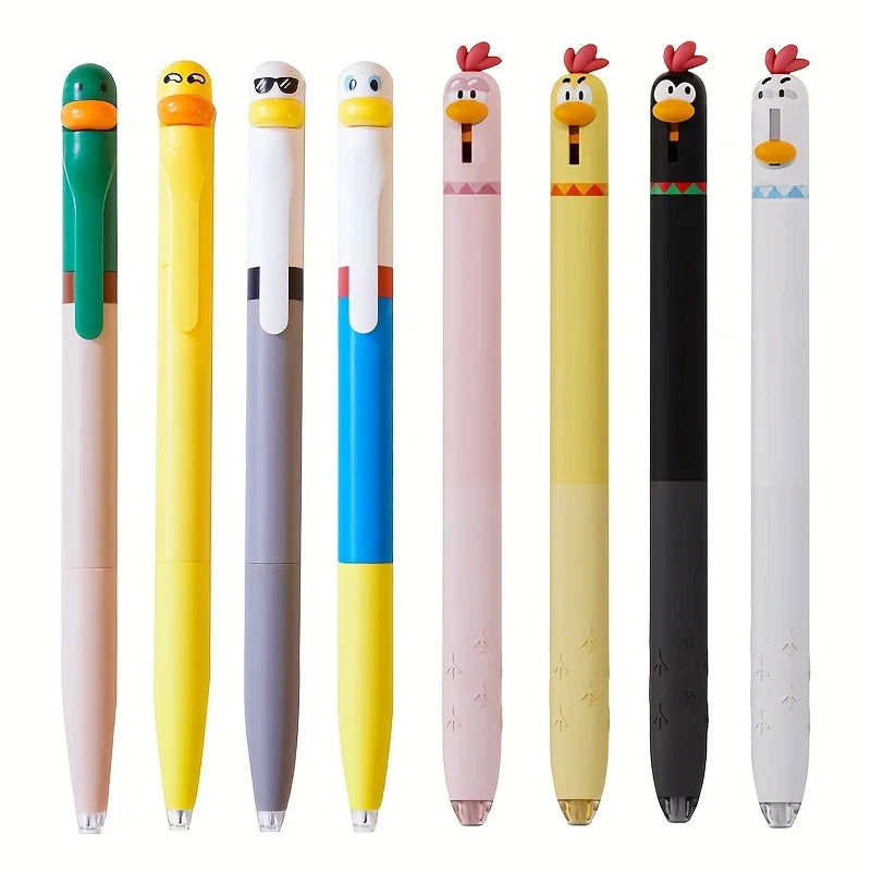 Bolígrafo de 4 piezas, bolígrafo lindo y divertido, bolígrafo de gel giratorio creativo, bolígrafo de gel de pollo, 0.5 mm negro, suministros de oficina