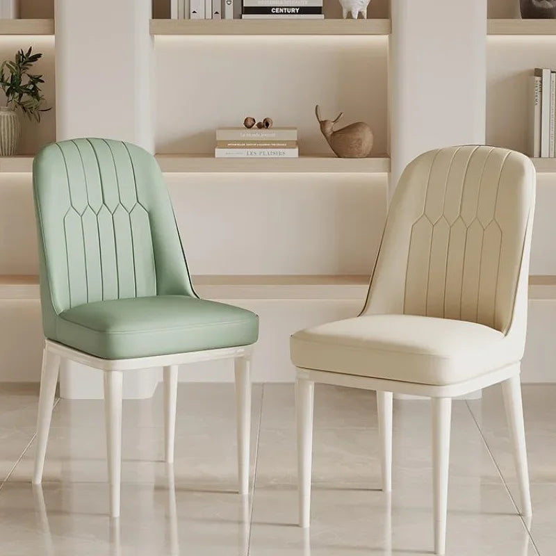 Silla de Comedor Moderna Tapizada Acolchada Color Crema con Respaldo Alto Suave Minimalista para Cocina Comedor Cafetería Hotel Taburete Muebles para el Hogar