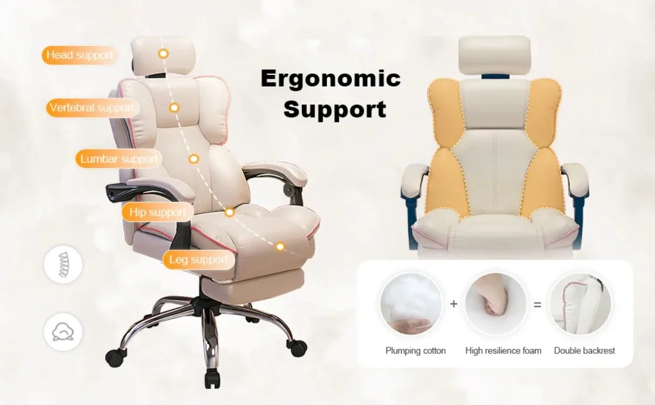 Silla ergonómica de piel sintética para ordenador, silla ejecutiva para juegos, silla de oficina ajustable con respaldo alto, muebles de oficina