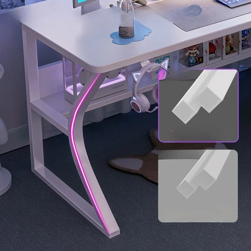 Escritorio de ordenador blanco para juegos Silla Conjunto de oficina en casa Estudio Dormitorio Plegable Simple Ergonómico Moderno Mesa para portátil Muebles