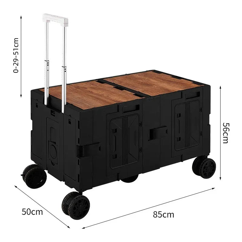 Carro de camping al aire libre, maleta trolley, herramientas de picnic, mesa de comedor plegable móvil para coche, carro de camping multifuncional