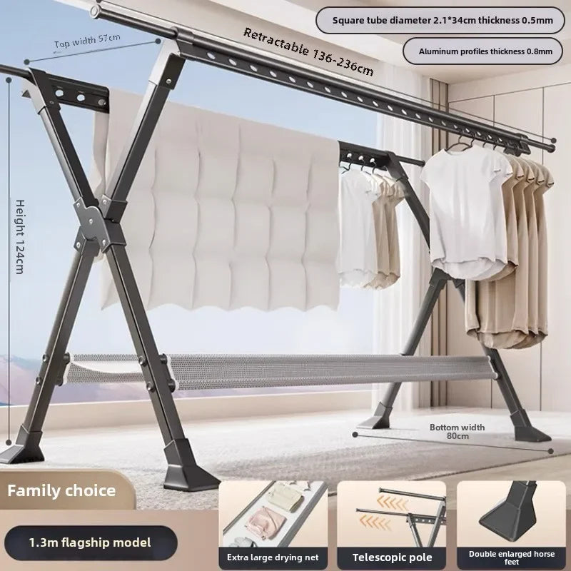 Tendedero de pie a techo Estante de secado plegable de aleación de aluminio para exteriores de instalación gratuita Tendedero de ropa para niños