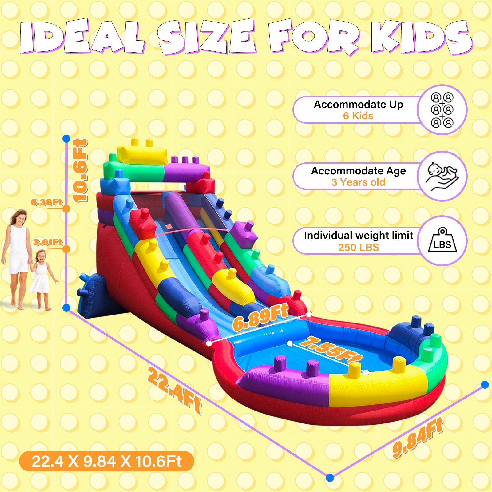 Tobogán acuático inflable con piscina de chapoteo para adultos y niños Incluye patio trasero, juegos de agua al aire libre La mejor diversión al aire libre
