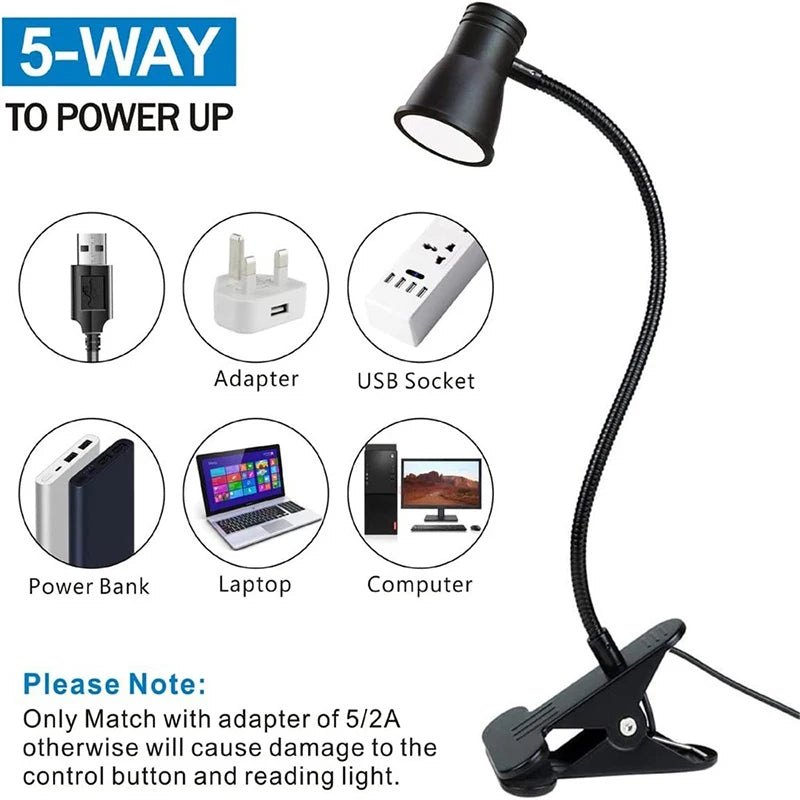 Bedside LED Clip Table Light Eye Protection Night Lamp Student children's Writing Reading Learning Special 3-color Table Lamps