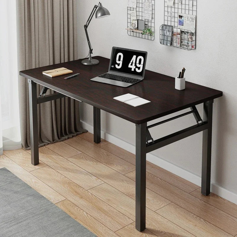 Escritorio Plegable Rectangular de Nogal para Computadora, Portátil, Ahorra Espacio, Oficina, Estudio, Aula, Capacitación, Uso Doméstico, Muebles del Hogar