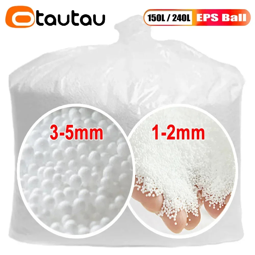 OTAUTAU Relleno de Bolas de EPS de 240 L para Puf de Puf de 3 pies 3-5 mm Cojín de Almohada de Poliéster Bolsa de Frijoles Silla Escena de Nieve TL001