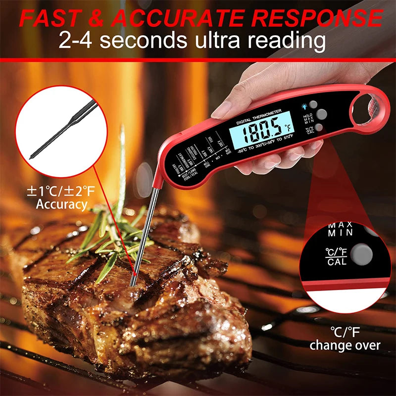 1 Pc Instant Meat Thermometer Waterproof Ultra-Fast Digital Meat Thermometer Kitchen Thermometer For Baking BBQ Grilling YY045
