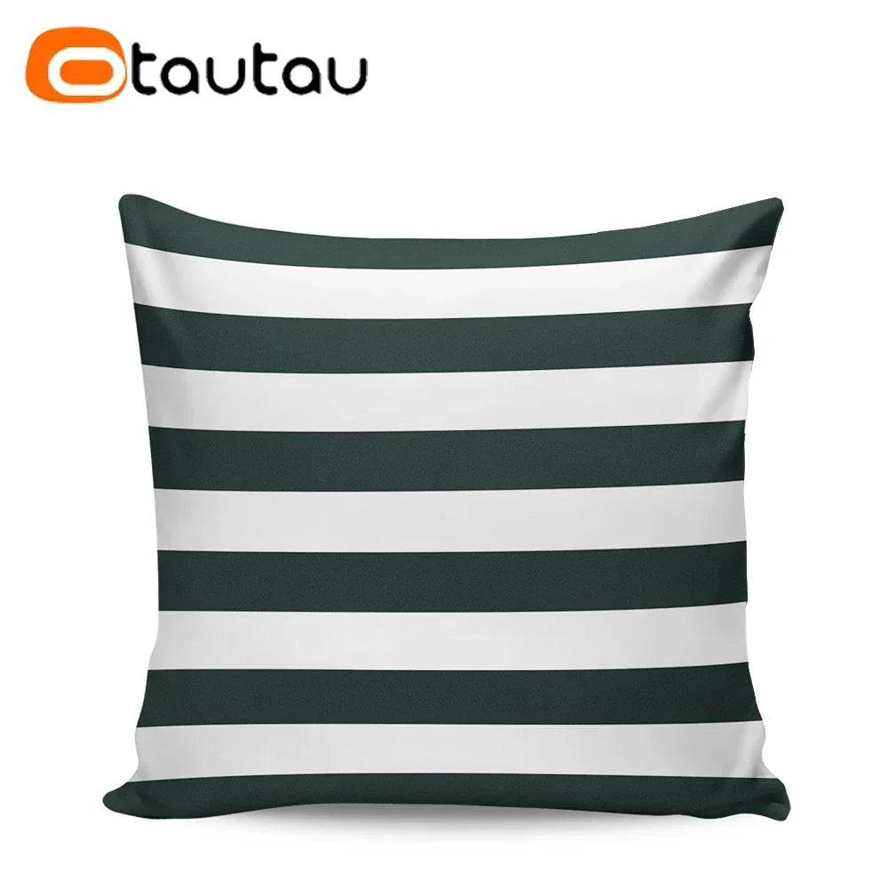 OTAUTAU funda de cojín para sofá de exterior sin relleno, funda de almohada impermeable de tela Oxford a rayas suave para piscina y playa KD021