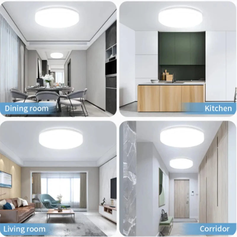 Lámpara de techo LED redonda ultrafina para dormitorio, cocina, baño, 48W, 36W, 24W, 18W, iluminación interior