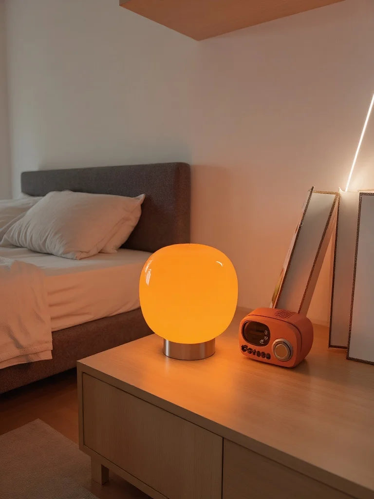 Lámpara de mesa de cristal Macaron para dormitorio de hotel, mesita de noche, sala de estar, atenuación tricromática, decoración, luces de escritorio modernas minimalistas
