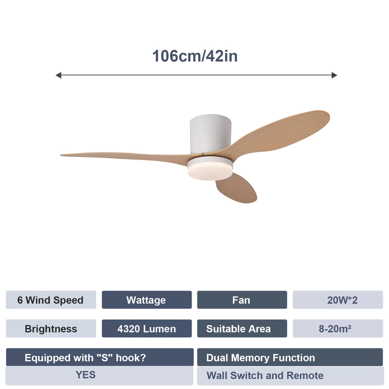 Moderno ventilador de techo LED silencioso, motor de CC, 6 velocidades, temporizador, ventilador tipo loft con control remoto y luces para dormitorio y comedor