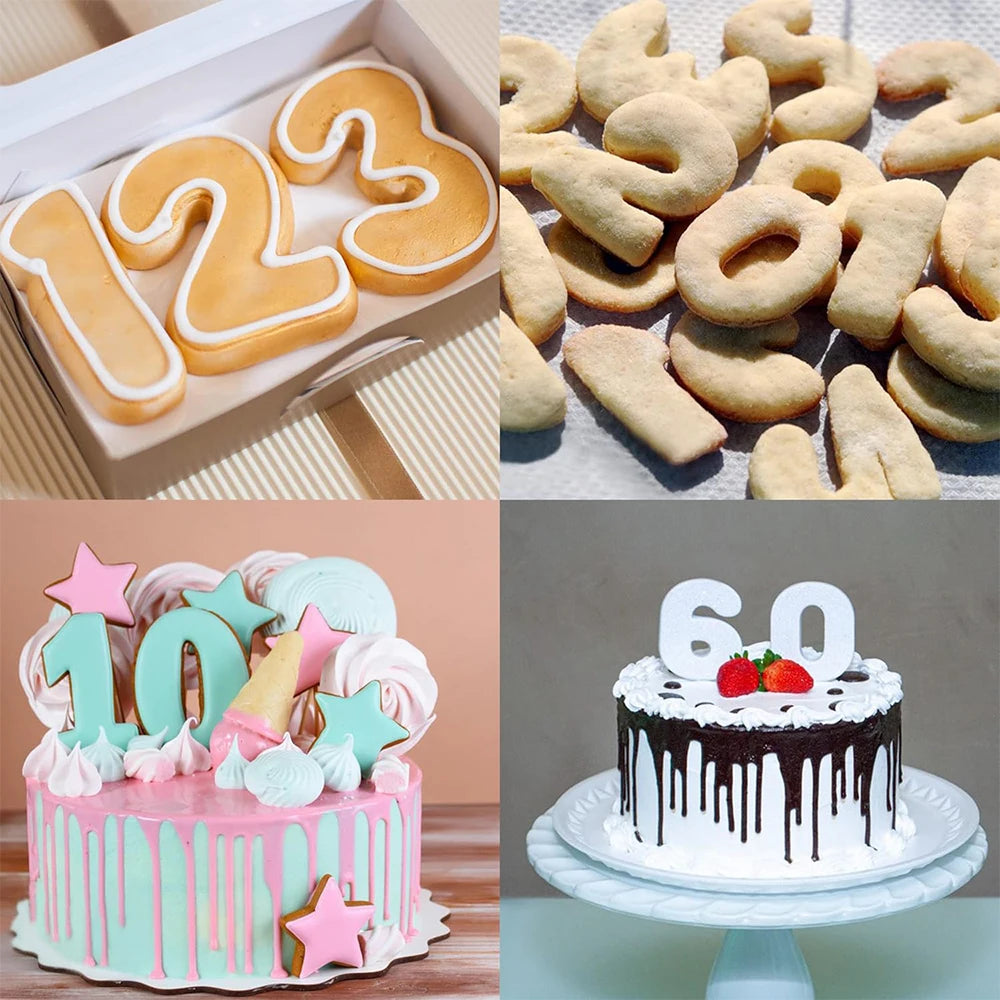 9PCS Number Cookie Cutters Set Birthday Numbers 0-8 Stainless Steel Cookie Cutters Shapes DIY Fondant Cutter Molds YY214