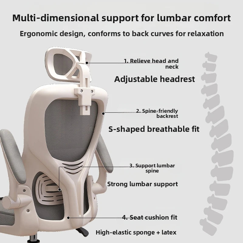 Silla de ordenador con respaldo cómoda para estar sentado mucho tiempo, silla de oficina con respaldo para el hogar, silla ergonómica giratoria para dormitorio