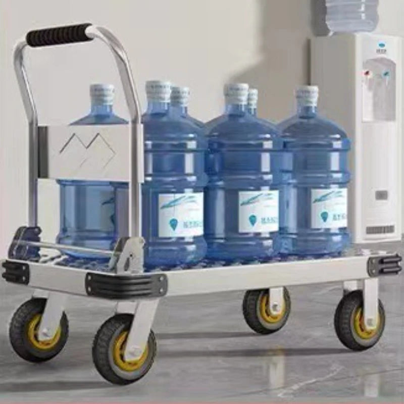 Carrito de Jardín Plegable Reforzado, Vagón Utilitario, Ruedas Todoterreno, Cama de Acero para Transportar Mantillo, Leña, Plantas, Herramientas