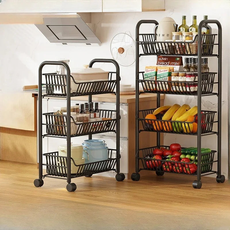 Carrito Organizador de Cocina con Ruedas de Varios Niveles Delgado Plegable Móvil Estante de Almacenamiento Despensa Balcón Dormitorio Sala de Estar