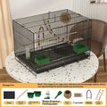 Large Parrot Bird Cage Multi Level Double Deck Luxury Spacious Removable Tray Easy Clean Indoor Outdoor Cockatiel Budgie