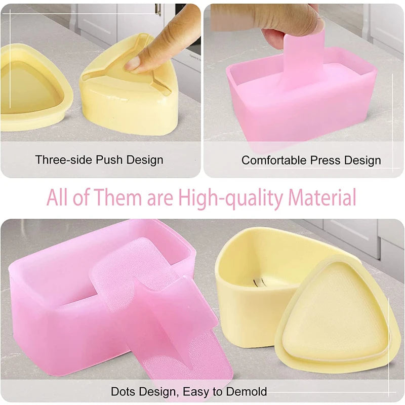 Paquete de 3 moldes para onigiri y sushi, kit clásico de moldes triangulares para bolas de arroz, moldes para sushi, moldes para prensa de musubi para el almuerzo de niños, bento YY180