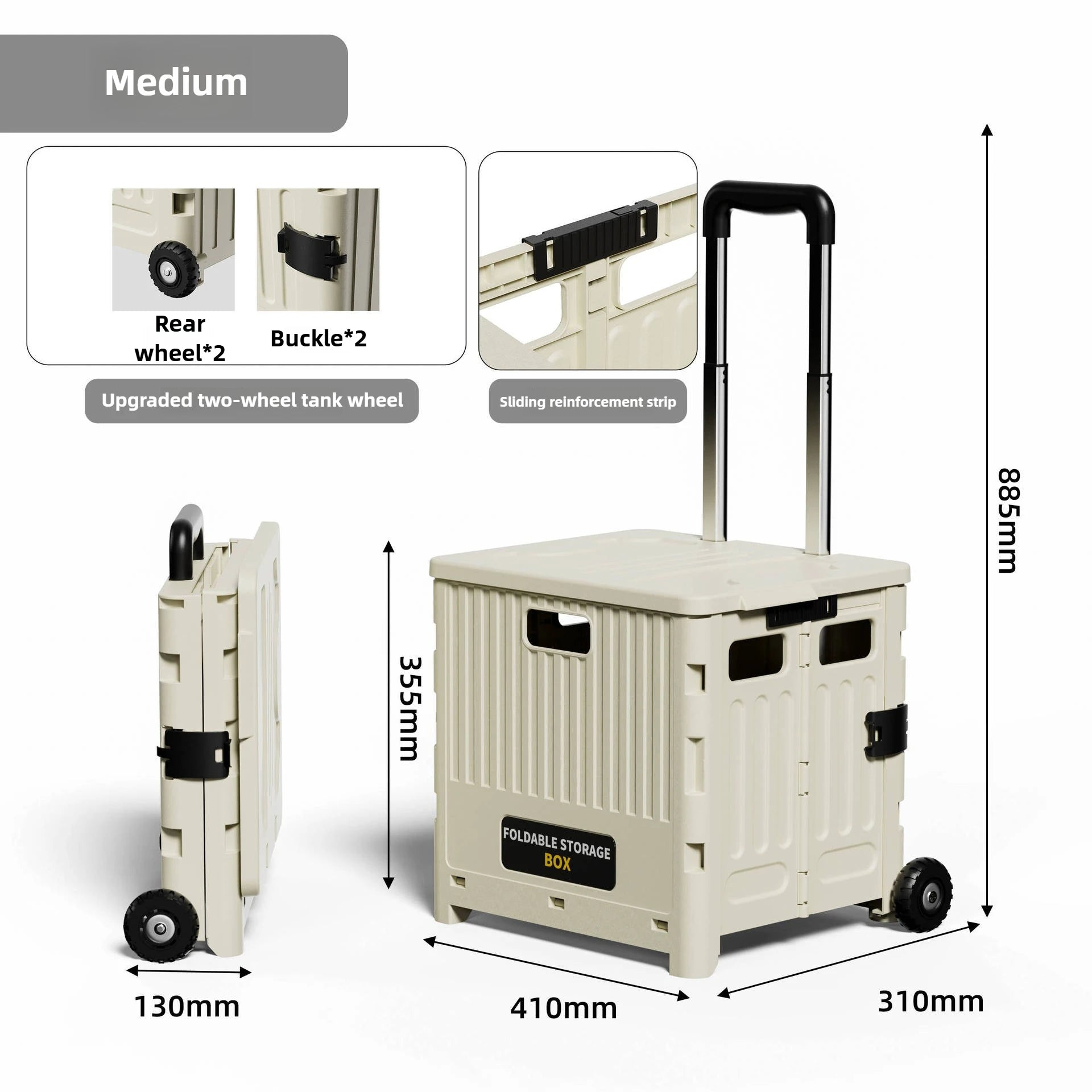 Carrito de compras multifuncional para el hogar, carrito de compras plegable portátil, remolque, camping, caja de almacenamiento de gran capacidad