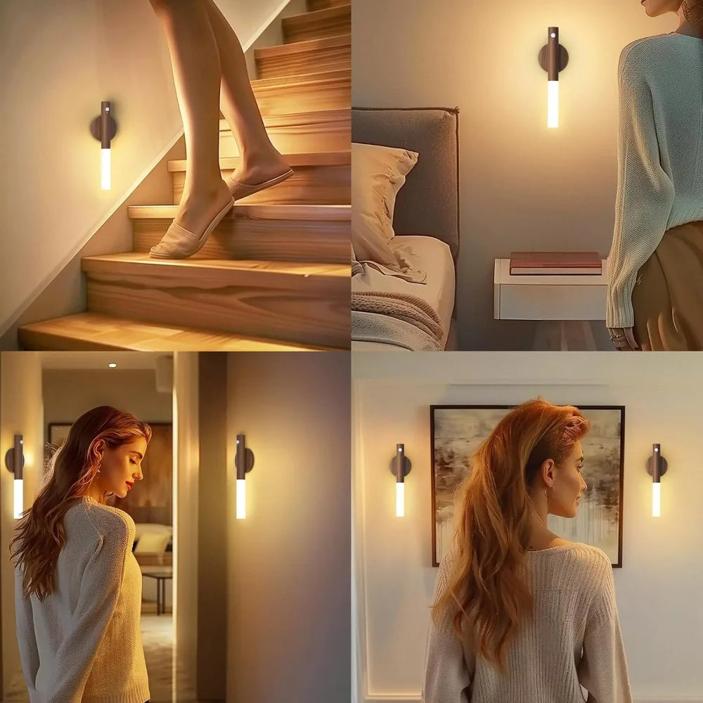 Luz nocturna inteligente con sensor de movimiento corporal, luz de pared LED recargable para pasillo o armario, luz de inducción para inodoro doméstico