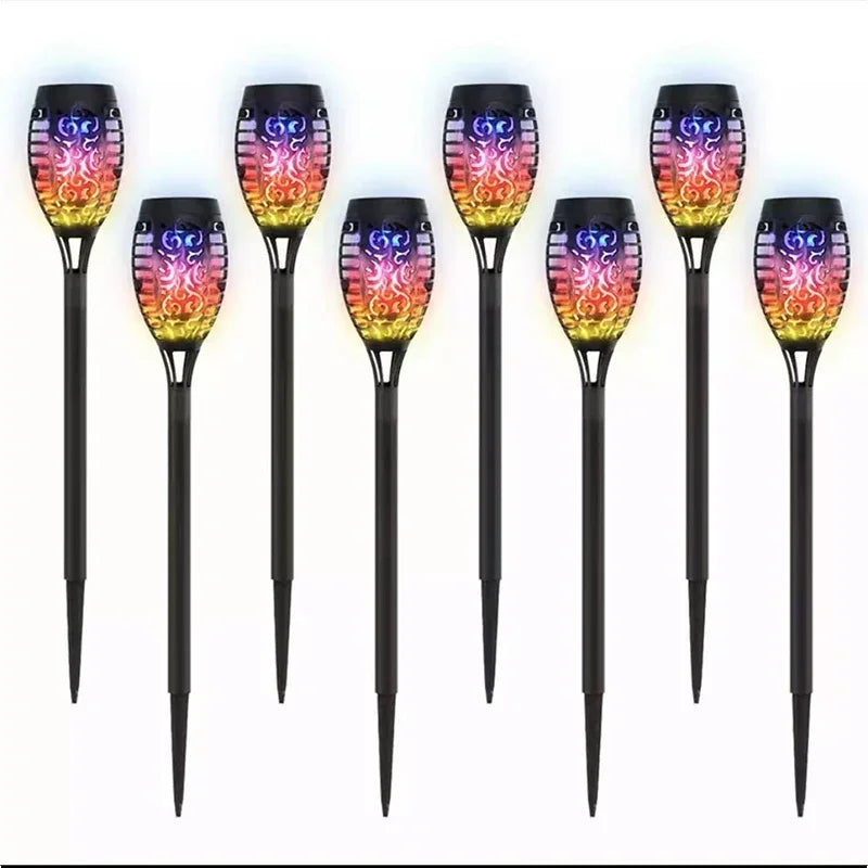 1/2/4/6/8Pcs 12/96LED Solar Flame Torch Lights Flickering Lamp Waterproof Garden Decoration Outdoor Lawn Path Yard Patio 5 Color