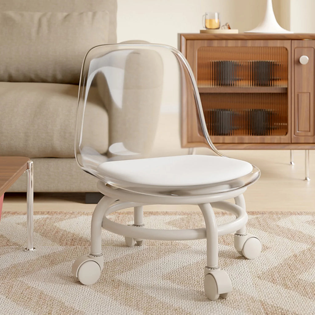 Taburete pequeño con ruedas universal, taburete bajo con polea para el hogar, respaldo fuerte y duradero, banco pequeño móvil portátil para exteriores