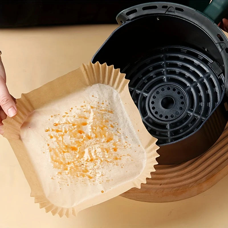 50 paquetes de papel antiadherente para freidoras de aire, hornos de microondas y de cocción, fáciles de limpiar y separar para una cocina más saludable