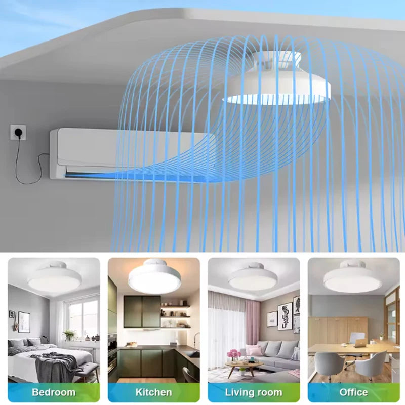 Lámparas de ventilador de techo LED modernas invisibles sin aspas, 6 velocidades, control remoto, atenuación, lámpara de ventilador para dormitorio, restaurante, ventiladores eléctricos