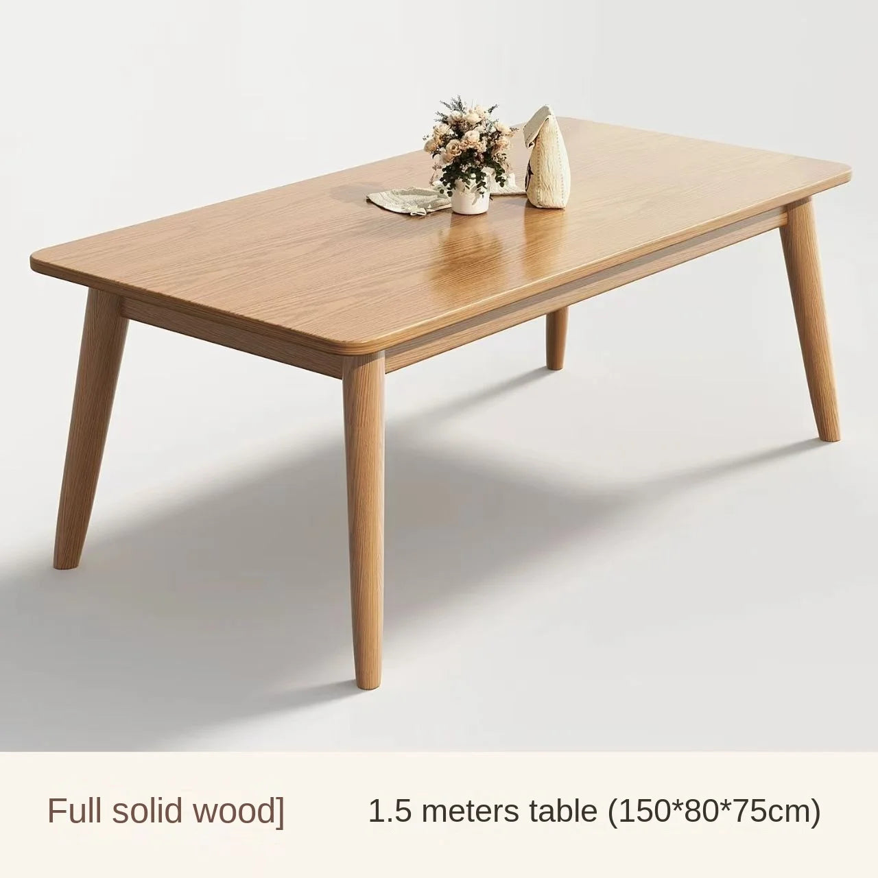 Mesa de comedor de madera maciza moderna, rectangular, estilo japonés, sencilla para apartamento pequeño