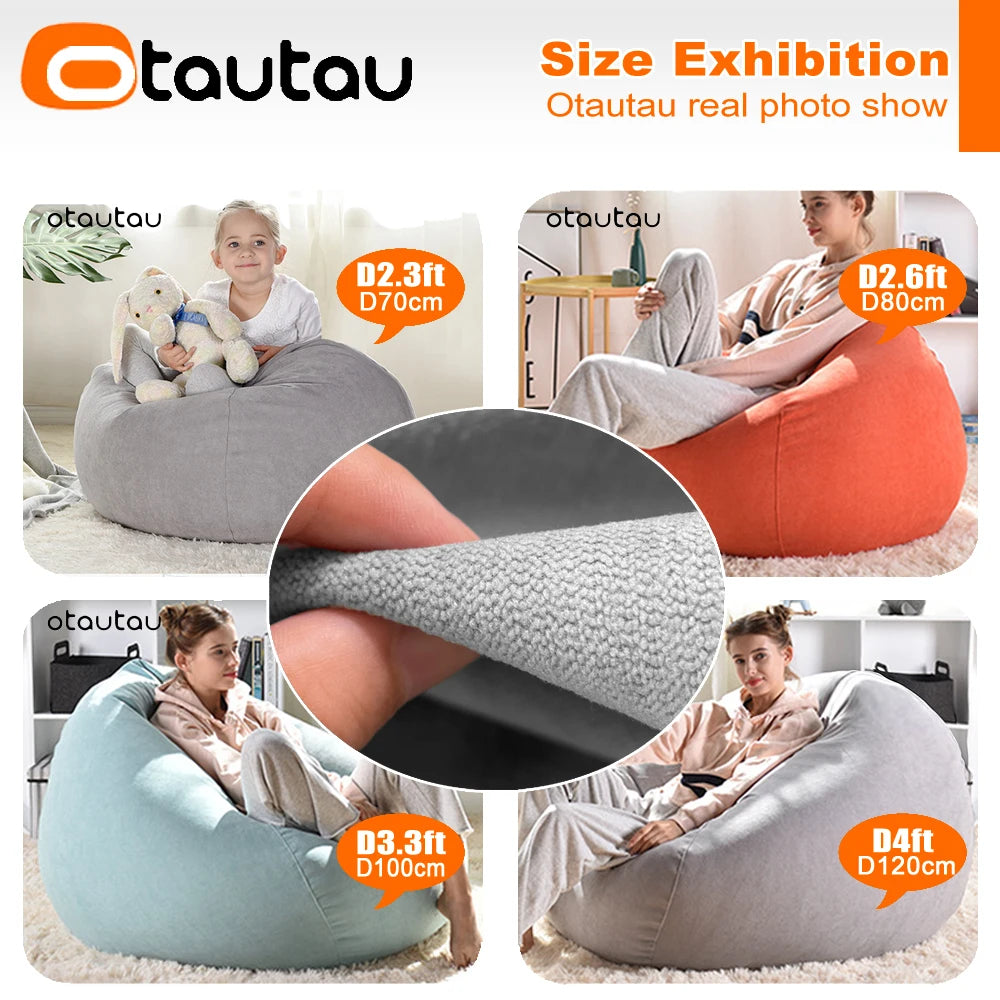 OTAUTAU Funda Gruesa Impermeable de Algodón para Puf Sin Relleno Silla Puf de Exterior Puf Sofá Tumbona Reclinable Sac DD023
