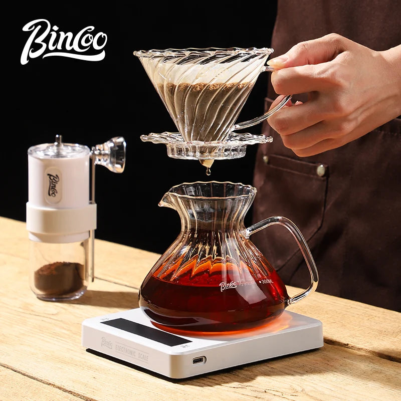 Bincoo 500ml / 600ml Glass Hand Drip Coffee Pot Carafe Share Pot Pour Over Coffee Server Drip Coffee Pot