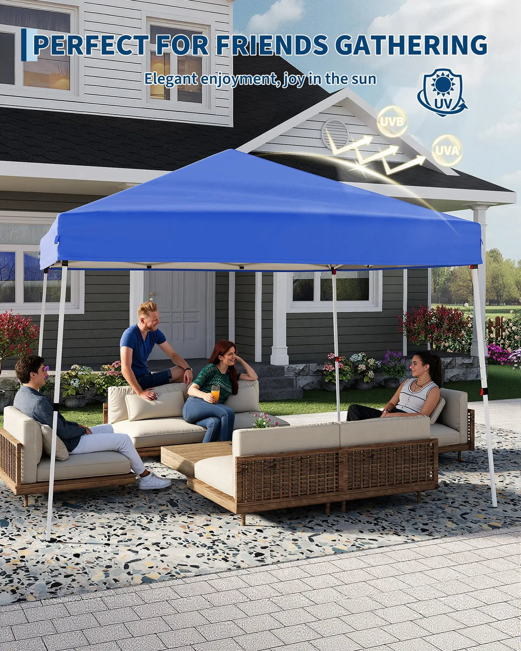 Tienda de campaña plegable de 3 x 3 m, patas inclinadas, refugio instantáneo para exteriores con protección UV, impermeable, con bolsa de transporte para patio, jardín, playa
