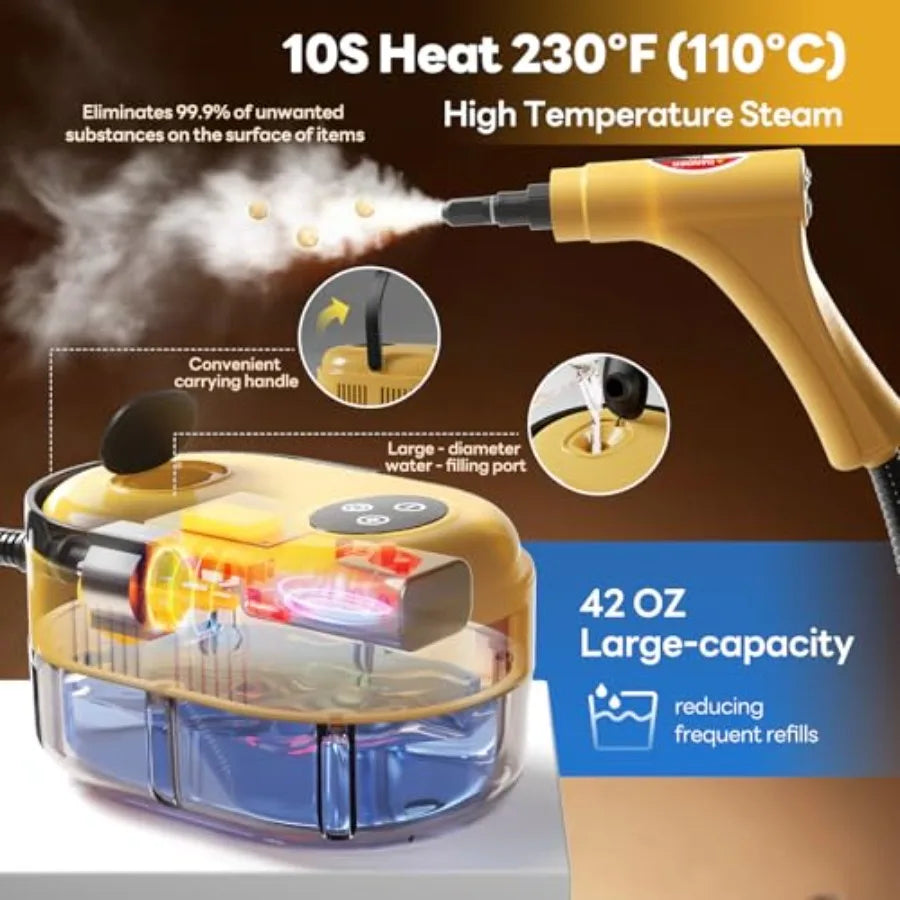 Vaporizador de mano 10s Calentamiento rápido Vaporizador de mano para limpieza Limpiador de vapor de alta presión 15 en 1 para el hogar y la cocina