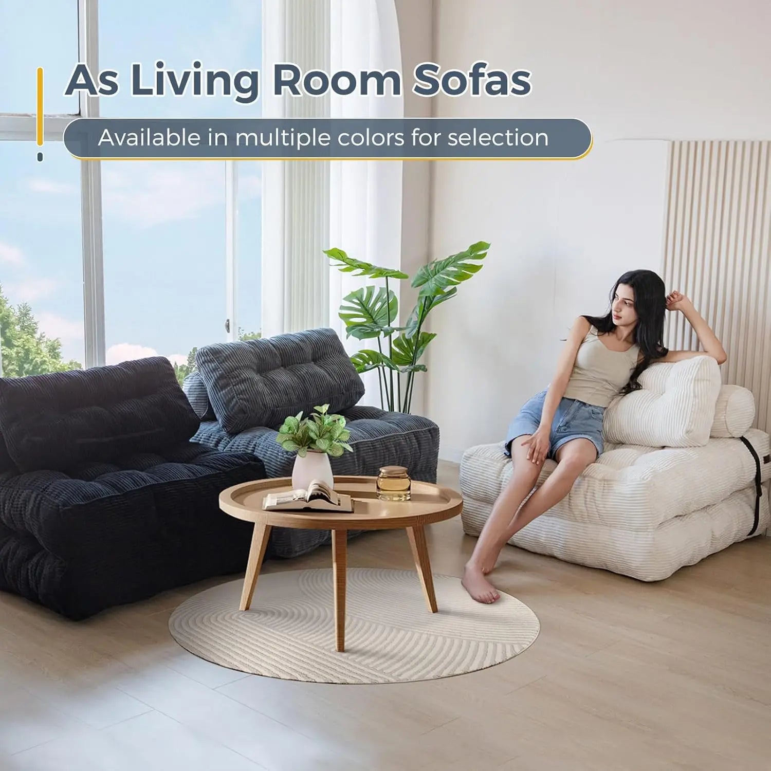 Sofá Cama Plegable, Sillón Cama Convertible con Almohada, Colchón Plegable, Sillón Cama Plegable Portátil, Sofá de Suelo Cómodo