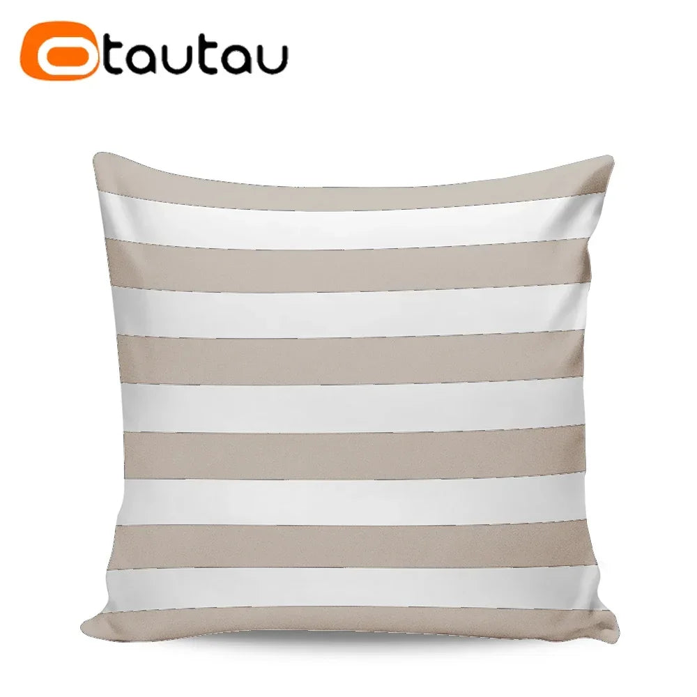 OTAUTAU funda de cojín para sofá de exterior sin relleno, funda de almohada impermeable de tela Oxford a rayas suave para piscina y playa KD021