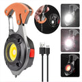 LED Micro Flashlight Pocket Keychain Flashlights USB Rechargeable Torch Strong Magnet Screwdriver Hammer Outdoor Emergency Lamp