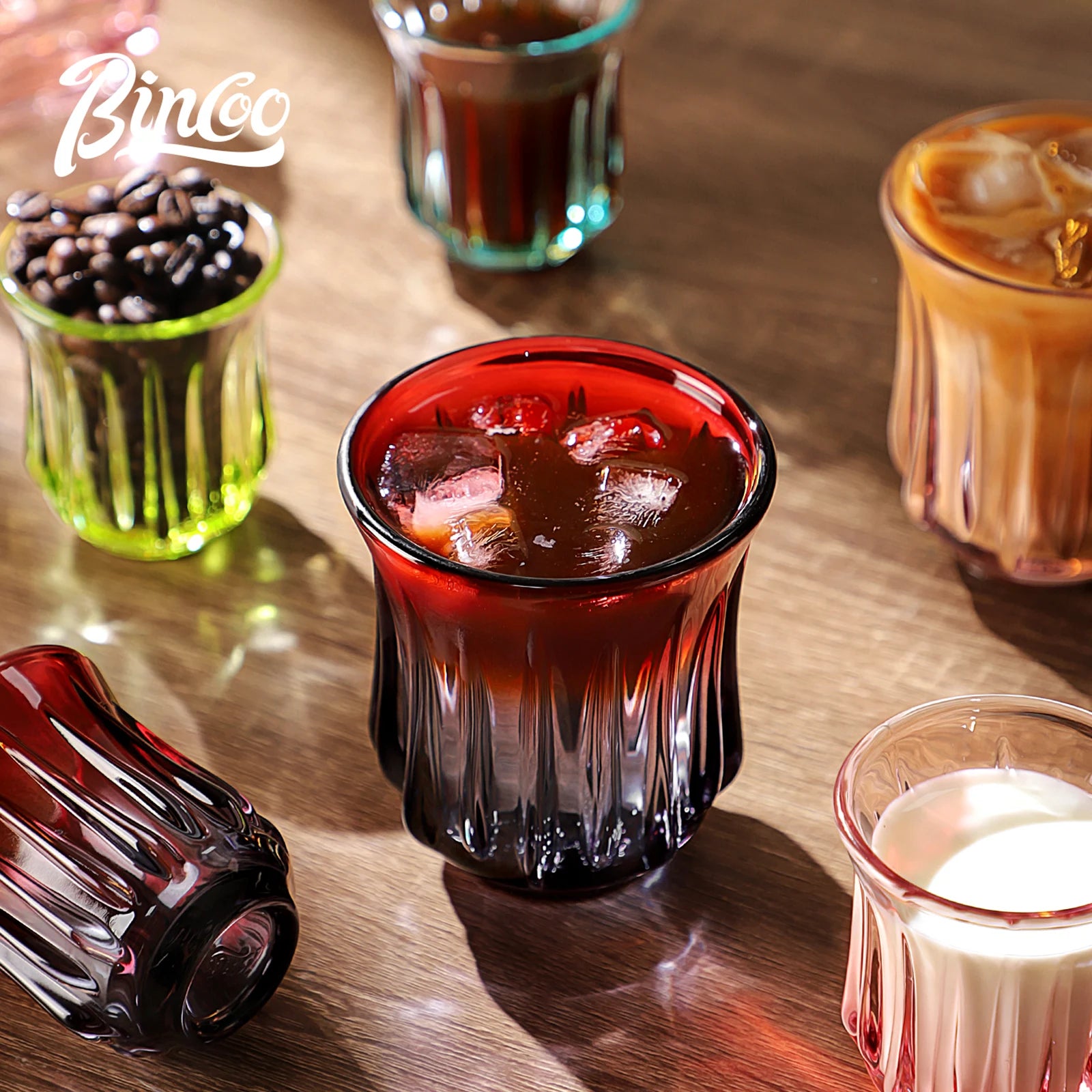 Bincoo Taza de Café de Alta Gama Elegante Cristal Retro para Americano Dirty Flat White Espresso y Latte Disponible en 90/200/240/400ml