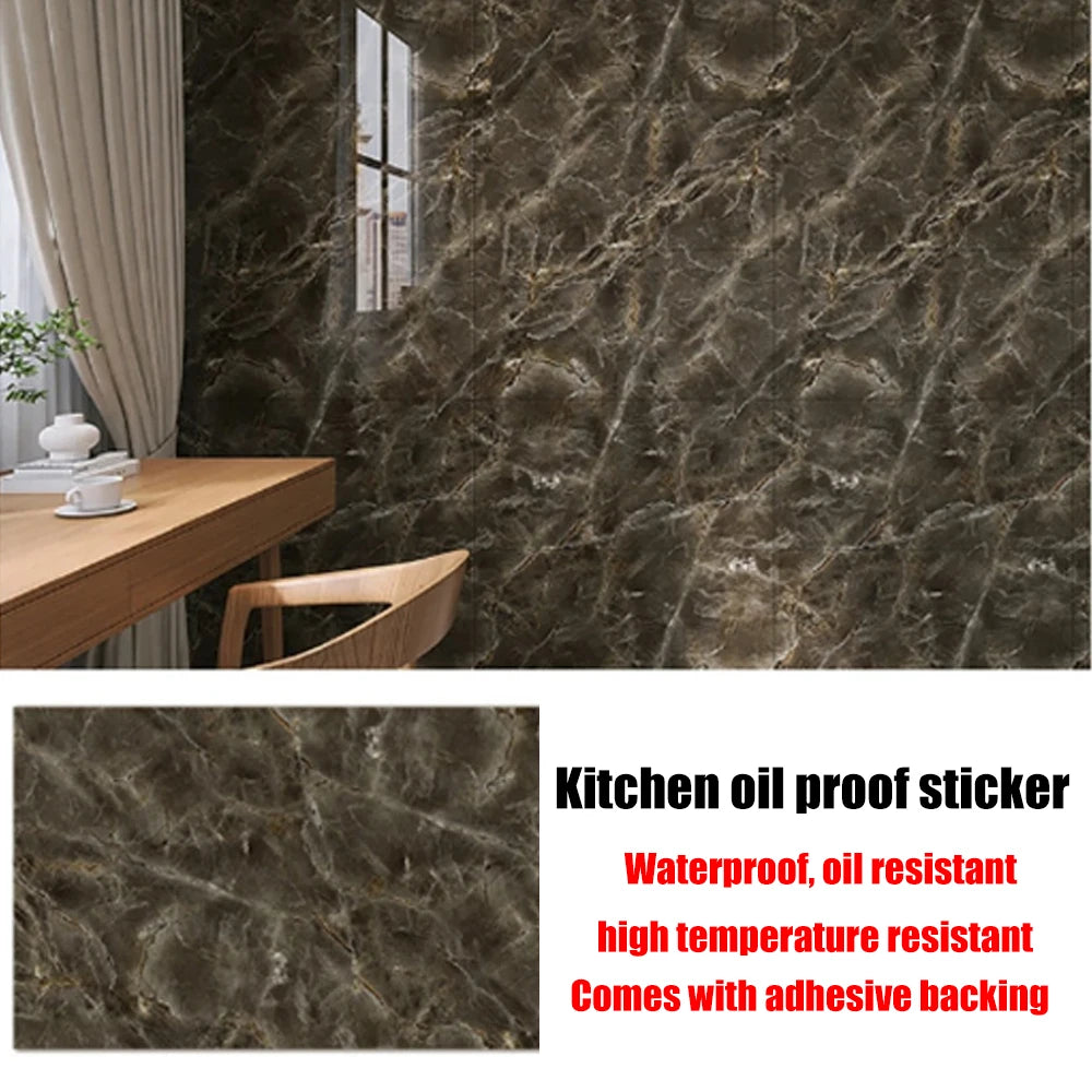 40cm New Marble Kitchen Oil-proof Wall Stickers Self-adhesive Stain-resistant High Temperature Kitchen Wallpaper Home Decorative