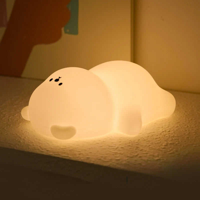 Linda Lámpara de Noche de Silicona de Oso Tumbado, Luz Decorativa de Escritorio, Lámpara de Ambiente Creativa para Interiores, Lámpara de Noche para Bebé, Regalo para Niños