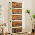 Storage Organiser,5 Tier Stackable Clothes Storage Boxes with Wheels,Folding Drawers for Clothes, Cupboard Organiser for Bedroom