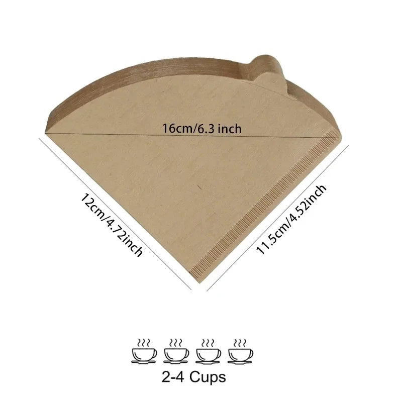 10-100 PCS Papel de Filtro de Café, Cono de Pulpa de Madera en Forma de V, Filtro de Goteo para 2-4 Tazas, Filtros de Papel de Café por Goteo Natural, Accesorios