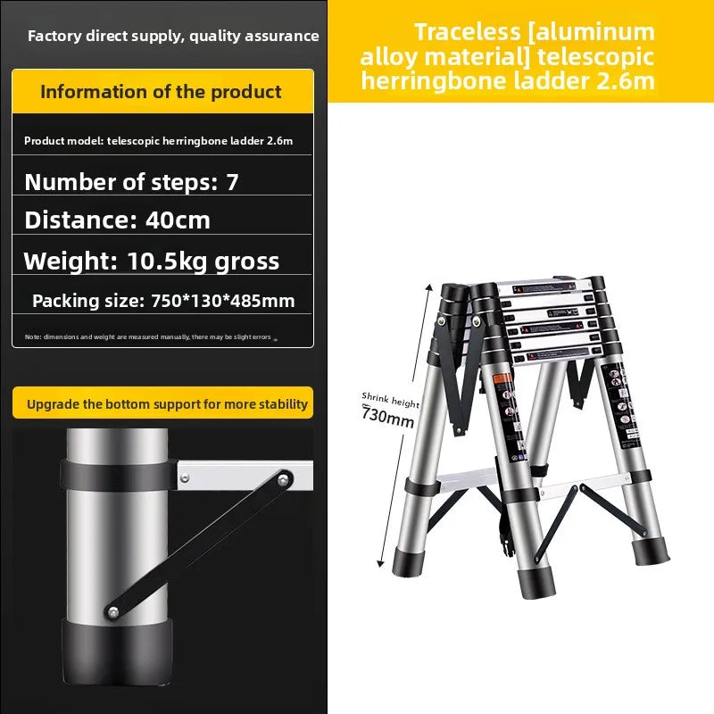 Escalera Plegable Telescópica de Aluminio de 3 Peldaños, Taburete, Hogar, Cocina, Jardín, Portátil, Ligera, Bloqueo de Seguridad, Multiusos para el Hogar
