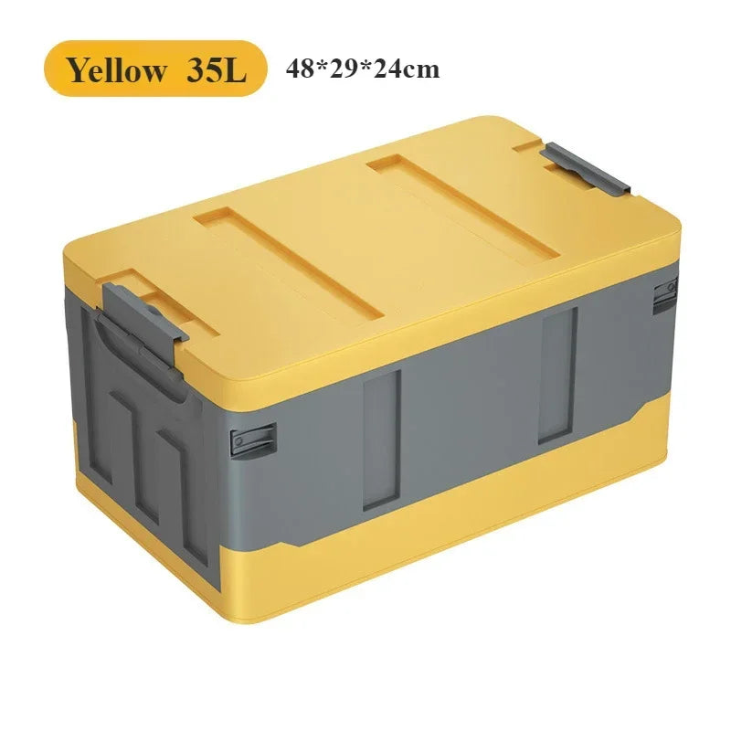 Caja de almacenamiento grande para camping, contenedor portátil impermeable para exteriores, organizador de maletero de coche duradero y multiusos plegable