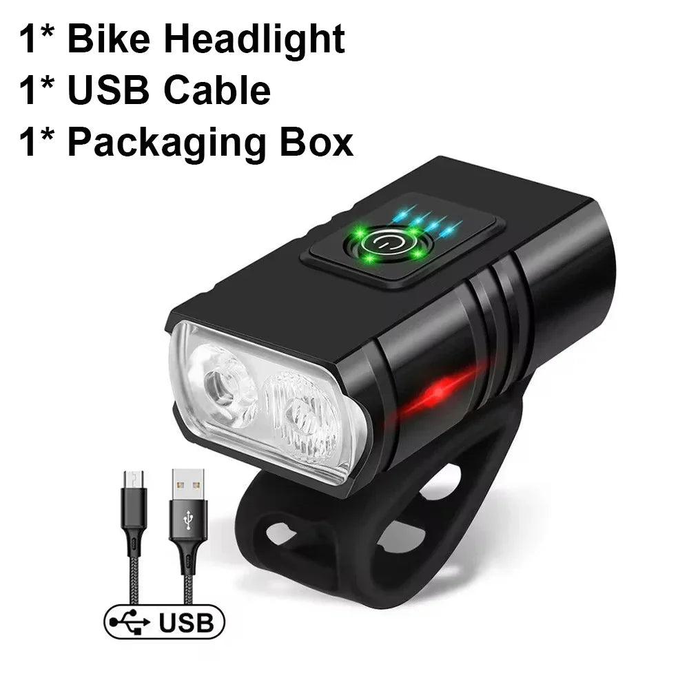Luz Delantera LED T6 Brillante para Bicicleta USB Recargable MTB Lámpara de Bicicleta de Montaña 1000LM Linterna de Ciclismo para Patinete